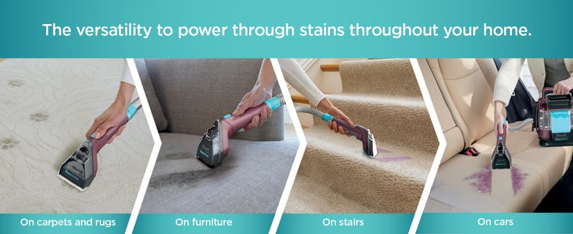 Shark Carpet Cleaner Machine, Portable Upholstery StainStriker, Spot, Odor & Stain Remover, 2 Carpet Cleaner Solutions, 3 Tools, Perfect for Pet Hair, Area Rugs, Couches, Burgundy, PX203BRN