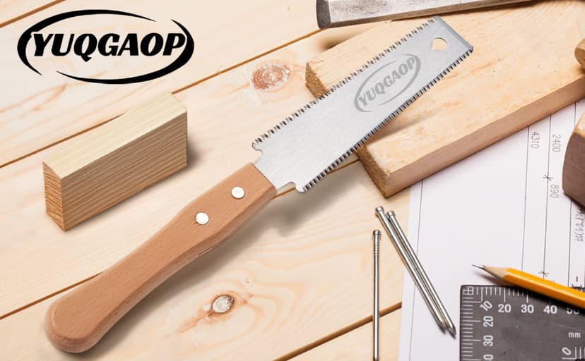 Japanese Pull Saw, Hand Saw With Double Edges of 11/17 TPI, SK5 Flexible Blade Flush Cut Saw for Wood Cutting