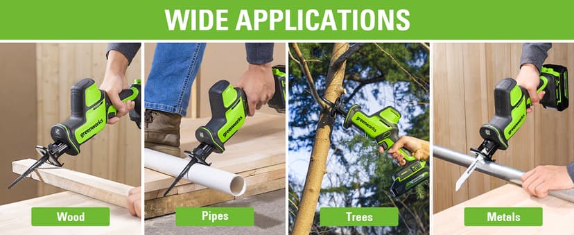 Greenworks 24V 6-pcs Combo Kit: 24V Hammer Drill, Impact Driver, Multi-Tool, Flashlight, Reciprocating Saw & Circular Saw, Includes 3 * 2.0Ah Batteries & (2) Chargers