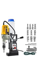 VEVOR Magnetic Drill, 1100W 1.57" Boring Diameter, 2697lbf/12000N Portable Electric Mag Drill Press with 12 Drilling Bits, 580 RPM Max Speed Drilling Machine for any Surface and Home Improvement