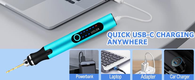 3-Speed Cordless Mini Drill Pen, Rechargeable DIY Electric Hand Drill with 10 Small Drill Bits, Micro Drill Set for Jewelry Making Stone Plastic Resin Keychains