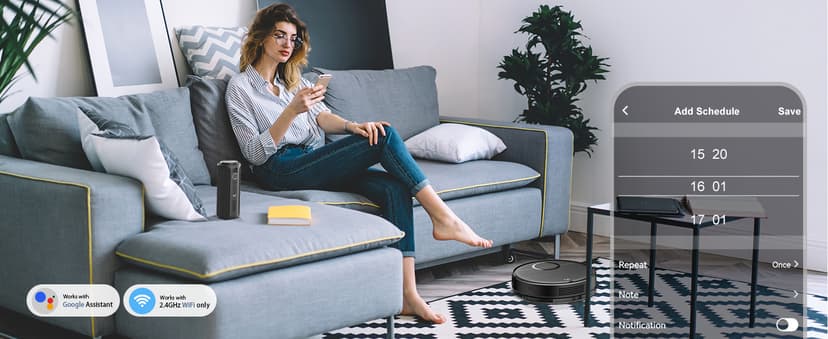 Robot Vacuum and Mop Combo, 2 in 1 Mopping Robot Vacuum Cleaner with Schedule, Wi-Fi/App/Remote, 2000Pa Max Suction, Self-Charging Robotic Vacuum, Slim, Ideal for Hard Floor, Pet Hair, Low-Pile Carpet