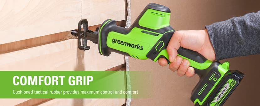 Greenworks 24V 6-pcs Combo Kit: 24V Hammer Drill, Impact Driver, Multi-Tool, Flashlight, Reciprocating Saw & Circular Saw, Includes 3 * 2.0Ah Batteries & (2) Chargers