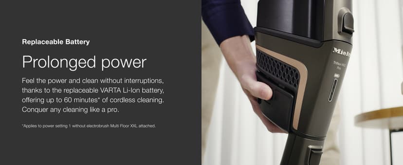Miele Triflex HX2 Cat & Dog Cordless Stick Vacuum Cleaner, 60 min runtime, Obsidian Black / Rose Gold