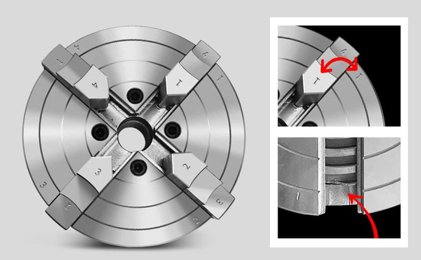 6 Inch Wood Lathe Chuck Set 4 Jaws Self-Centering Lathe Chucks Thread 1 x 8TPI Lathe Chuck for Woodturning