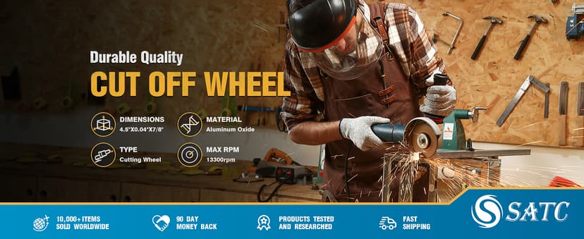 S SATC 4 1/2 Cut Off Wheel 50 PCS Cutting Wheels 4.5"x.040"x7/8" Angle Grinder Cutting Disc Ultra Thin Metal & Stainless Steel