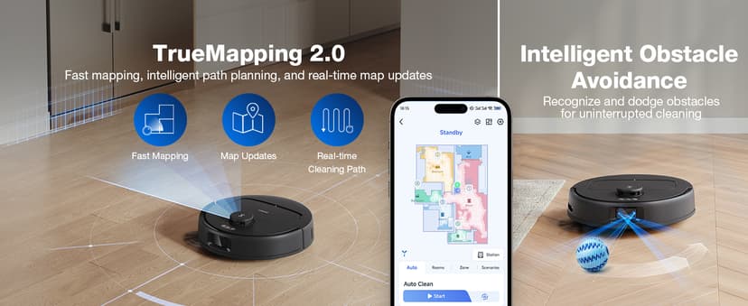 ECOVACS DEEBOT N30 Omni Robot Vacuum and Mop, 10000Pa Suction, TruEdge Adaptive Edge Mopping, ZeroTangle 2.0 Technology, Hot Air-Drying, Self-Emptying, Auto-Lift Mopping, Obstacle Avoidance