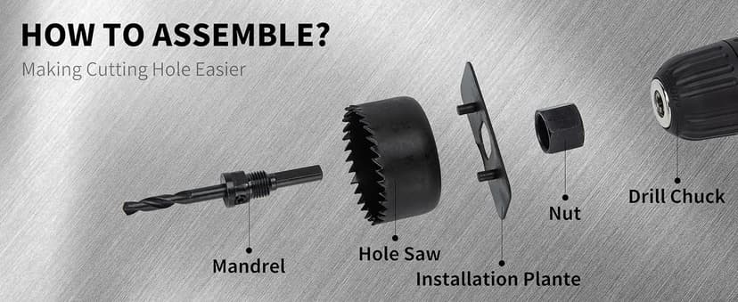 KATA Hole Saw Set 20PCS Hole Saw Kit with 3/4"-6"(19-152mm) 13PCS Saw Blades, 2 Mandrels, 3 Drill Bits, 1 Installation Plate, 1 Hex Key, Ideal for Soft Wood, Plywood, Drywall, PVC