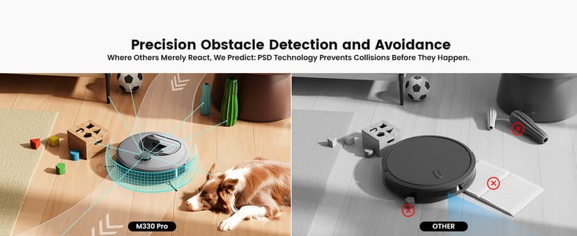 Lefant LiDAR Robot Vacuum and Mop, Upgraded 190° PSD Obstacle Avoidance, 5000Pa Strong Suction, Multi-Floor Mapping, 150 Mins Runtime, WiFi/Alexa/APP/Watch, Pet Hair & Carpets, M330 Pro Grey