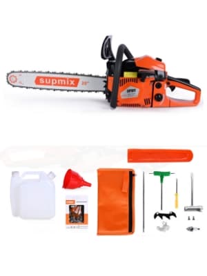 62cc Gas Chainsaw 20 Inch Gas Powered Chainsaws 2-Cycle Petrol Handheld Gasoline Chain Saw Power Saws for Cutting Wood Tree Trimming