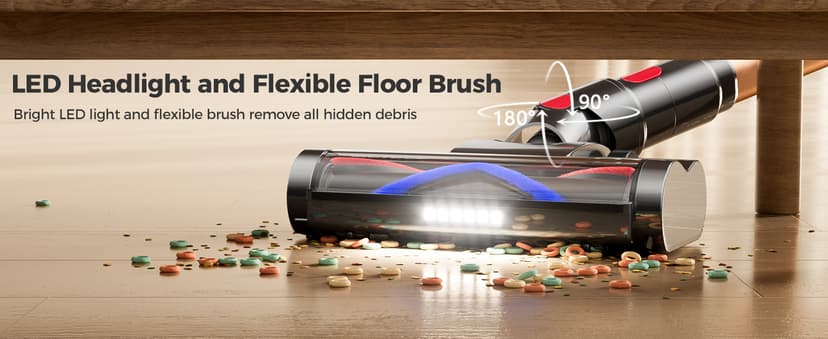 Cordless Vacuum Cleaner, 30Kpa Vacuum Cleaners for Home, Max 50Mins Runtime, Anti-Tangle Stick Vacuum, LED Screen, 1.5L Dust Cup, Rechargeable Lightweight Vacuum for Hardwood Floor, Carpets, Pet Hair