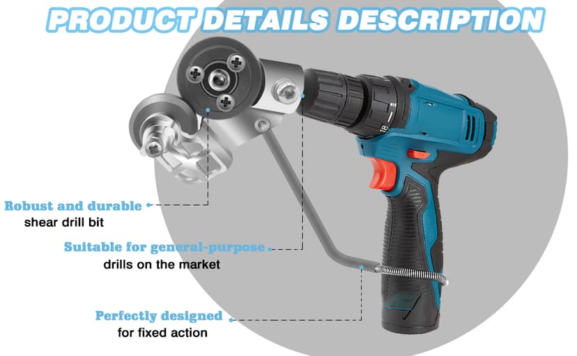 CZS Sheet Metal Cutter Drill Attachment, Electric Drill Shears Attachment Cutter Nibbler, Metal Nibbler Drill Attachment for Cutting Iron, White Sheet, Steel, Copper, Aluminum