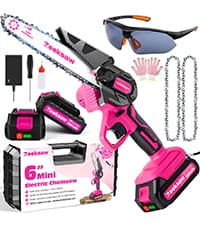 Mini Chainsaw 6 Inch Cordless, Super Handheld Chainsaw with 2x Big Batteries, Electric Mini Chain saw Battery Powered, Small Hand saws for Tree Wood - Garden Yard Time Saving Tool