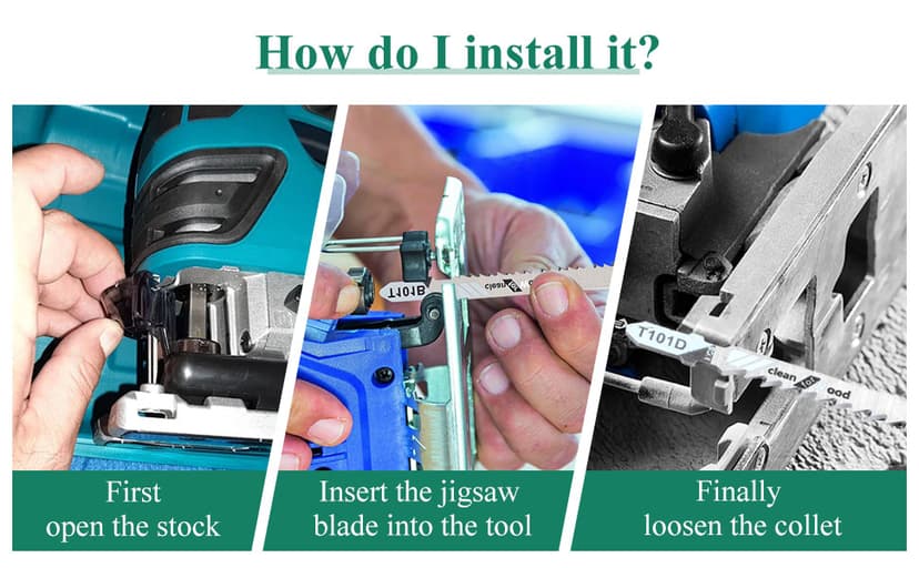 Jigsaw Blades, 10 Piece Jig Saw Blades, Assorted T-Shank jig Saw Blades for Wood, Metal and Plastic Cutting(T111D, T101AO, T101BR, T101D, T101B, T118A, T118B, T144D, T244D,T111C)