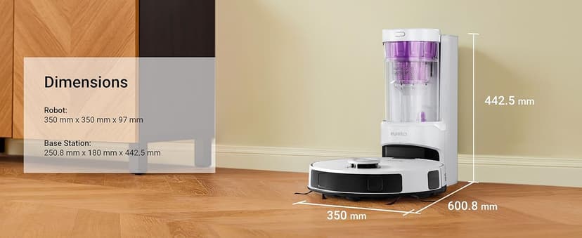 Eureka E20 Plus Robot Vacuum and Mop Combo, Robot Vacuum Cleaner with Bagless Self Emptying Station, 45-Day Capacity 8000Pa Suction and Anti Hair-Tangling Brush App Control LiDAR Navigation