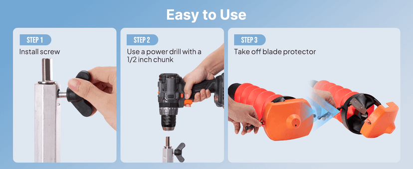 Eyoyo 6-8" Diameter Ice Auger Bit, 1 Set Replacement Blade & Blade Protector with 1/2 Inch Chunk Drill Adapter, Nylon Auger Convenient for Ice Fishing