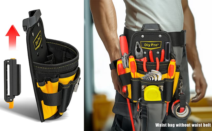 Tool Pouches, Tool Belt Pouch, Electrician Tool Pouch, Quickly Attach & Release Tool Belt Pouch with Clip, Tool Bag Multi-Pocket, Heavy Duty Tool Pouches for Carpenters & Home Improvement