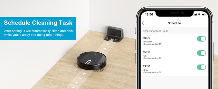 Robot Vacuum Cleaner with 3000Pa Cyclone Suction, APP/Voice/Remote Control, Automatic Self-Charging Robotic Vacuum, Scheduled Cleaning, Ideal for Pet Hair, Hard Floor, Low Carpet