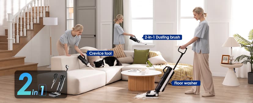 Tineco Smart Wet Dry Vacuum Cleaners, Floor Cleaner Mop 2-in-1 Cordless Vacuum for Multi-Surface, Lightweight and Handheld, Floor ONE S5 Combo