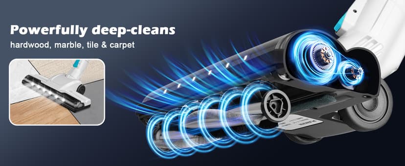 PURKINN Cordless Vacuum Cleaner 18KPa Powerful Stick Vacuum Rechargeable with 2 Modes, 2200mAh Battery, 35Min Runtime, Small Handheld Vacuum Cleaner for Home, Hardwood Floor, Pet Hair, Car, P8