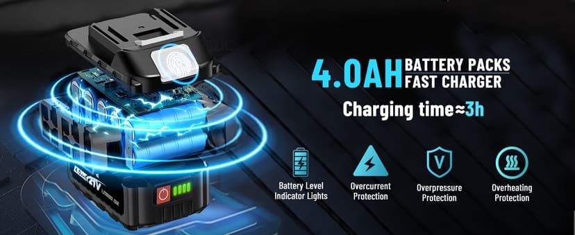 GEVEELIFE 450N.m/332Ft-lbs Brushless Impact Wrench,1/2" Cordless Impact Gun with 4.0Ah Battery & 6 Sockets, Electric Impact Driver for Car/DIY Furniture/Lawn Mower/blue (450N)