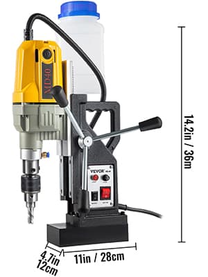 VEVOR Magnetic Drill, 1100W 1.57" Boring Diameter, 2697lbf/12000N Portable Electric Mag Drill Press with 12 Drilling Bits, 580 RPM Max Speed Drilling Machine for any Surface and Home Improvement