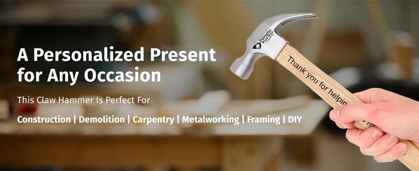 Palmetto Wood Shop Hammer - Laser Engraved Father's Day Gifts, Wood Hammer for Construction, Demolition, DIY Projects, Housework, Carpentry, Metalworking, Framing - Full-Size, 12.5-inch Claw Hammer