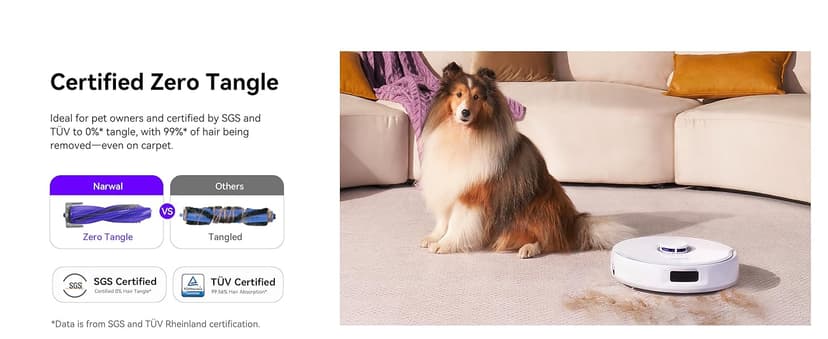 Narwal Freo X Ultra Robot Vacuum and Mop Combo, 8200Pa Robot Mop & Vacuum, Auto Mop Drying/Washing, Self-Empty, Zero-Tangling, DirtSense™, Maintenance-Free Base Station, Self-Contained Dust Processing