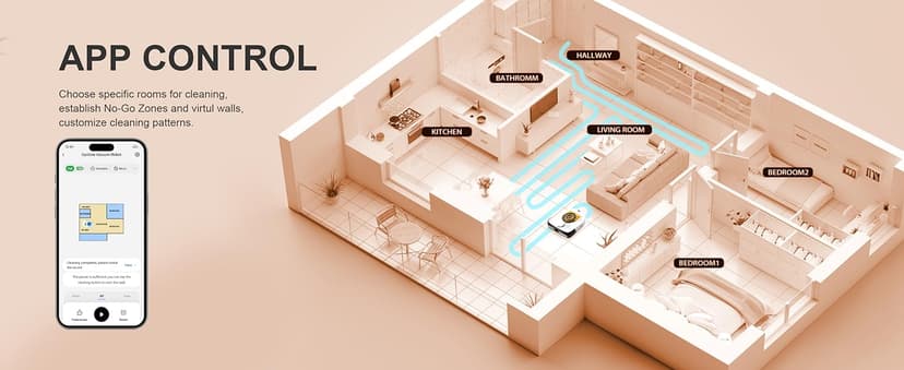 Robot Vacuum for Pet Hair, Automatic Robot Vacuum Cleaner Self Cleaning Brushroll, Robotic Vacuum Ideal for Carpet, 22,000 Pa Square