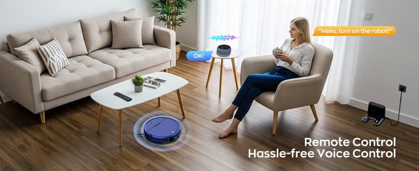 Robot Vacuum and Mop Combo, 2 in 1 Robot Vacuums Cleaner with WiFi/App, Robotic Vacuum with Strong Suction, Schedule, Self-Charging, Slim, Quiet, Ideal for Hard Floor, Pet Hair, Low Pile Carpet