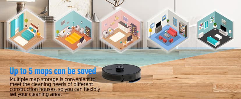 3-in-1 Robot Vacuum and Mop Combo, Self Emptying Station for 60 Days, Robotic Vacuum Cleaner with LiDAR Navigation & Max Strong 5000Pa Suction, 2.4G WiFi/Alexa/App Control, Self-Charging Base