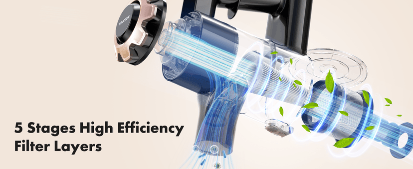 Cordless Vacuum Cleaner, 8-in-1 Lightweight Stick Vacuum with 45mins Runtime, Powerful Suction, Rechargeable Cordless Vacuum for Carpet, Tile, Pet Hair, Hardwood Floors, Black