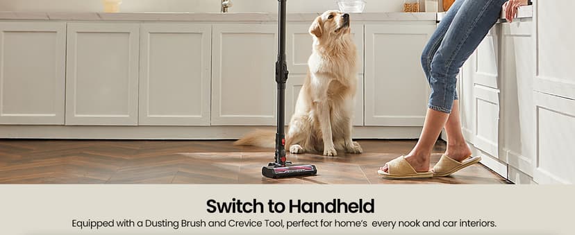 Cordless Vacuum Cleaner with Bendable Wand, Lightweight Stick Vacuum Cleaners for Home, Hard Floor & Carpet, Pet Hair,Under Furniture, 6-in-1 Handheld Vacuum, Self-Standing, Wall Mount Storage