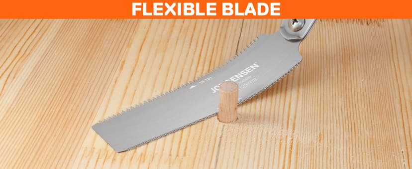 JORGENSEN Japanese Flush Cut Saw, 5 Inch Pro Double Edge Pull Saw, SK5 Flexible Blade Wood Handsaw, 18/25 TPI Blade with Soft Grip Handle for Hardwood & Softwood Woodworking, Wood Trim