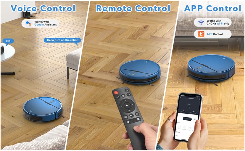 Robot Vacuum and Mop Combo, 2 in 1 Robot Vacuum Cleaner with WiFi/App, Smart Robotic Vacuums with Strong Suction, Schedule, Self-Charging, Slim, Quiet, Ideal for Hard Floor, Pet Hair, Low Pile Carpet