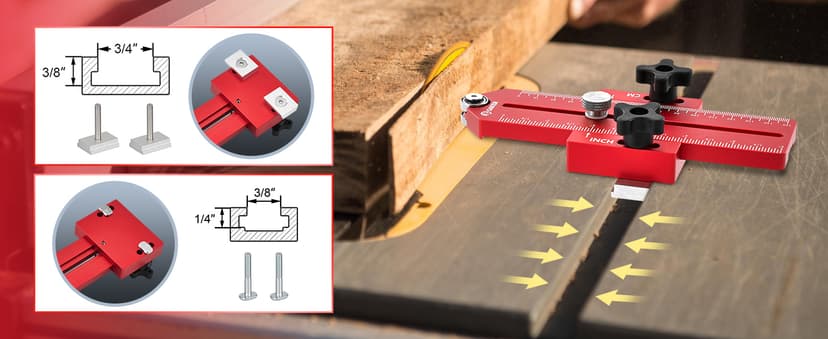 Saker Thin Rip Jig Table Saw Jig Guide, Making Repetitive Narrow Strip Cuts, Fit for 3/4" x 3/8" Slots, for Table Saw Band Saw Router Table