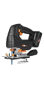 WEN 33606 6.6-Amp Variable Speed Orbital Jig Saw with Laser and LED Light,Black, Silver