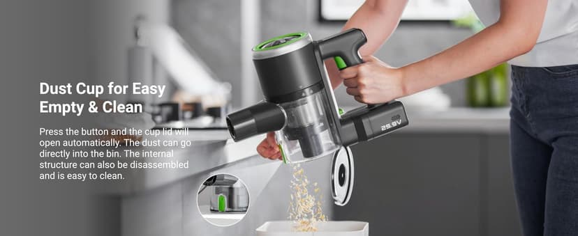 Eureka Lightweight Cordless Stick Vacuum Cleaner Convenient for Hard Floors, Rechargeable Handheld Vacuum Cleaner Portable with Powerful Motor Efficient Suction, RapidClean Ultra NEC370GR, Moss Green