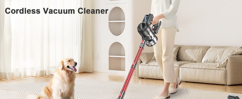 Cordless Vacuum Cleaner, 40Kpa 450W Powerful Stick Vacuum with 50Mins Runtime, Smart Display Vacuum with 1.5L Dust Cup,Vacuum Cleaners for Home with Brushless Motor for Hardwood Floor Carpet, Pet Hair