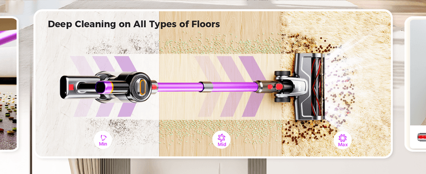 Cordless Vacuum Cleaner, 500W/40Kpa/60Mins Vacuum Cleaners for Home, Anti-tangle Stick Vacuum with Self-Standing, Wall Mount Charging, LDE Display, Wireless Vacuum for Carpet Pet Hair Hardfloor