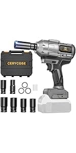 Cordless Impact Wrench 3/4 inch compatible with Dewalt 20V Battery, Cerycose1850ft-lbs (2500N.m) Brushless Electric Impact Gun, High Torque Impact Driver, Bare Tool Only, Heavy-Duty Automotive