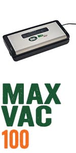 LEM Products MaxVac 1000 Stainless Steel Vacuum Sealer with Removable Bag Holder and Cutter, Silver and Black