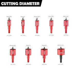 13PCS Bi-Metal Hole Saw Kit with Drill Bits, Carbide Hole Saw Set for Thin Metal and Wood, Cutting Diameter 3/4'' to 3''