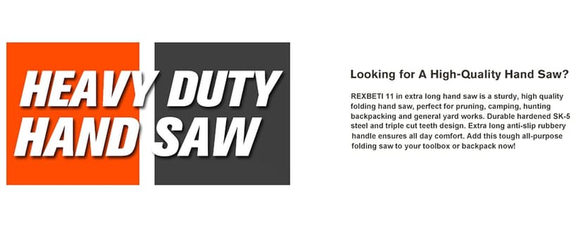 REXBETI Folding Saw, Heavy Duty 11 Inch Extra Long Blade Hand Saws for Wood Camping, Dry Wood Pruning Saws With Hard Teeth, Quality SK-5 Steel