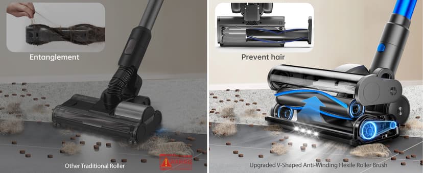 FABULETTA Cordless Vacuum Cleaner, Lightweight Vacuum Cleaners for Home with 500W Brushless Motor, Rechargeable Stick Vacuum Up to 55 Mins Runtime, Great for Pet Hair, Carpet, Hard Floor, Deep Blue