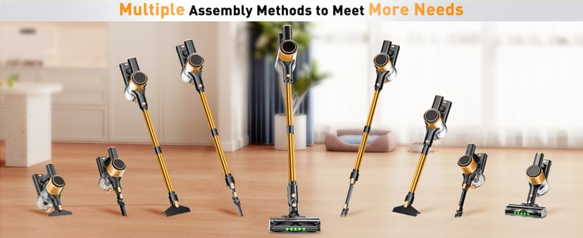 Cordless Vacuum Cleaner, 40Kpa 8 in 1 Powerful Suction Lightweight Stick Vacuum Cleaner for Home, LED Display, 3 Suction Modes, 45Mins Detachable Battery Vacuum for Hard Floor Carpet Pet Hairs