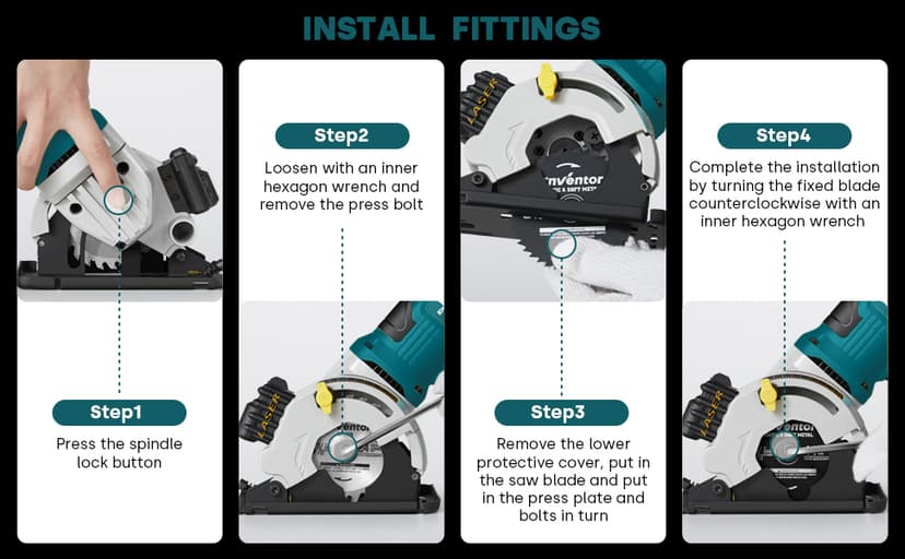 Enventor Mini Circular Saw, 4.8A Electric Circular Saws Corded with Laser Guide, 4000RPM, 3 Saw Blades 3-3/8" Max Cutting Depth 1-1/16", Compact, Power for Wood, Soft Metal, Tile, Plastic