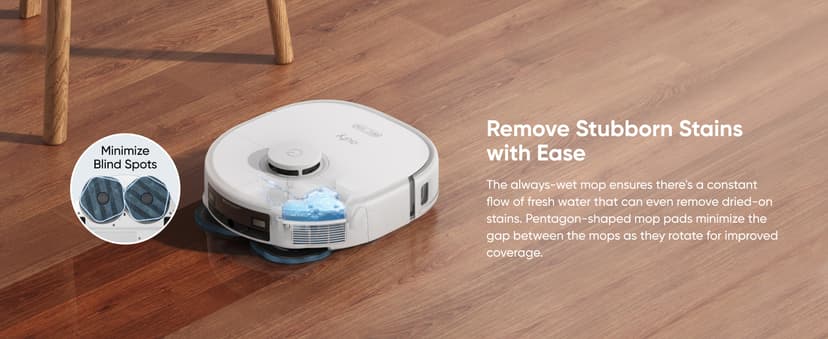 eufy X10 Pro Omni Robot Vacuum and Mop Combo, 8,000 Pa Suction, Dual Mops with 12 mm Auto-Lift and Carpet Detection, AI Obstacle Avoidance, Auto Mop Washing, Auto Drying, Self-Emptying, White
