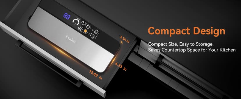 Vacuum Sealer Machine, Food Sealer Machine 80KPA Automatic 8-IN-1 for Food Saving Dry/Moist Mode with Build-in Cutter&Storage, Digital Countdown, Air Suction Hose, 2 Roll-Bags, 11 Vacuum Bags