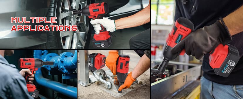 Cordless Impact Wrench, 1106 FT-lbs 1500Nm Brushless Impact Gun 1/2", 18V 2 * 5.0 Ah Multifunction Power Impact Driver for Home Car Truck Mower